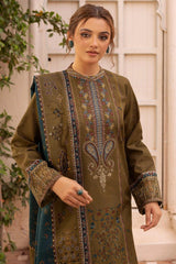 MAZNEEN 3Pc - Embroidered Khaddar Dress