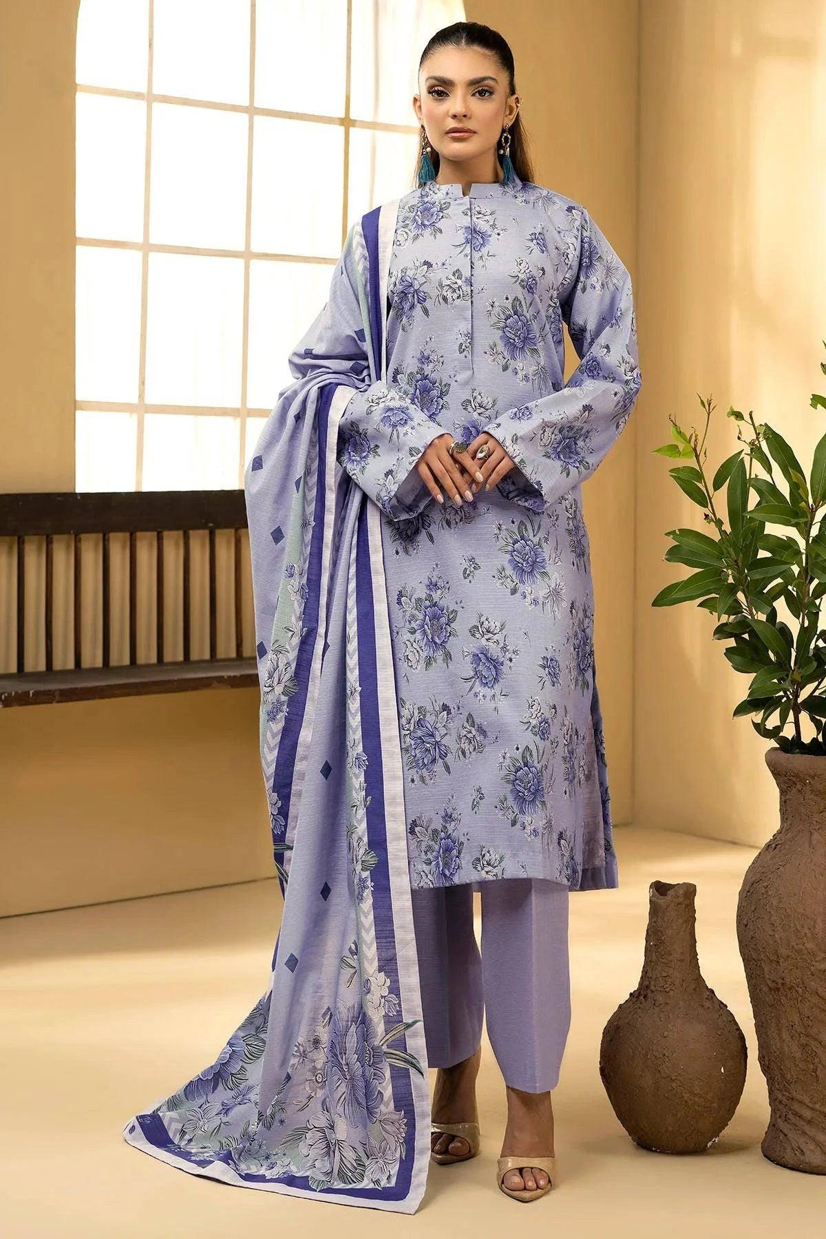 ZAKNA 3Pc -Digital Printed Khaddar Dress - LEXZARI