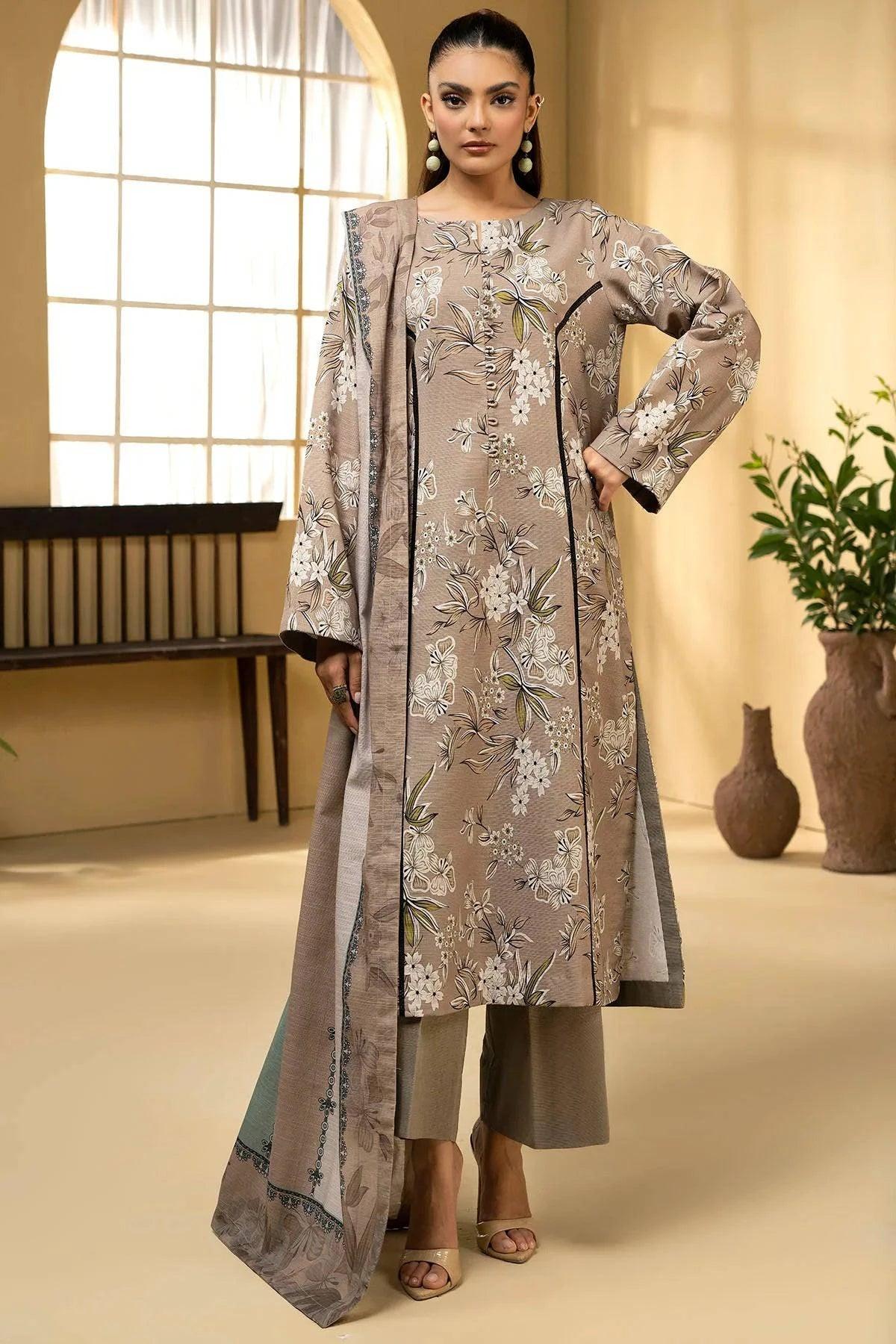 ZUWEYNA 3Pc -Digital Printed Khaddar Dress - LEXZARI