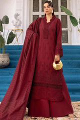 NURAL 3Pc - Embroidered Khaddar Dress - LEXZARI