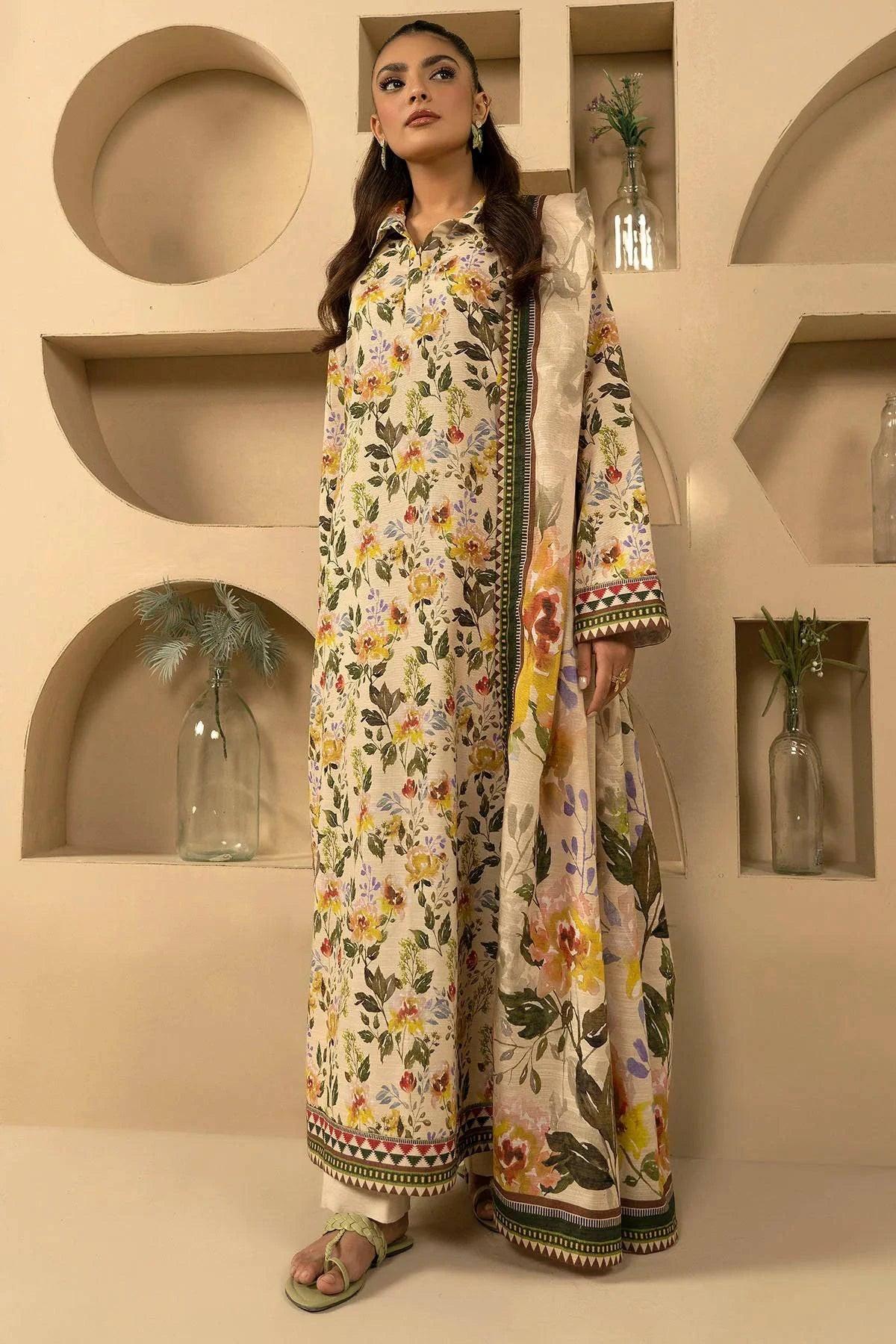 AFNAN 3Pc -Digital Printed Khaddar Dress - LEXZARI