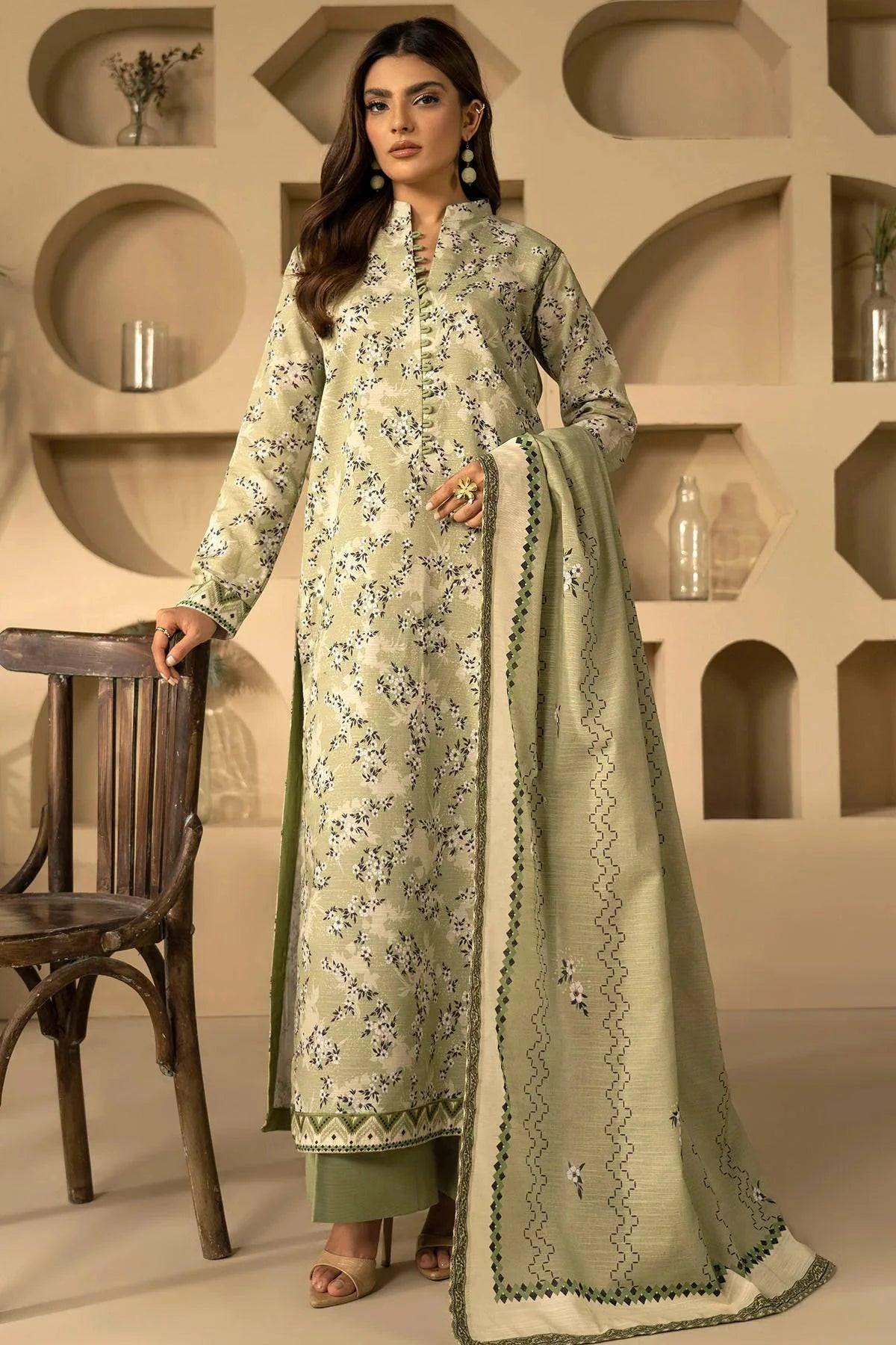 TANISHA 3Pc -Digital Printed Khaddar Dress - LEXZARI