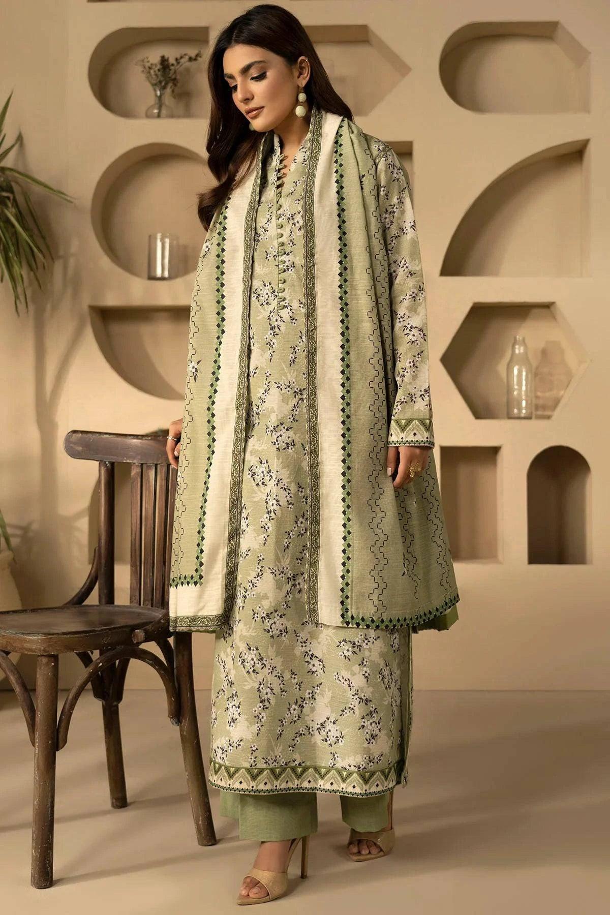 TANISHA 3Pc -Digital Printed Khaddar Dress - LEXZARI