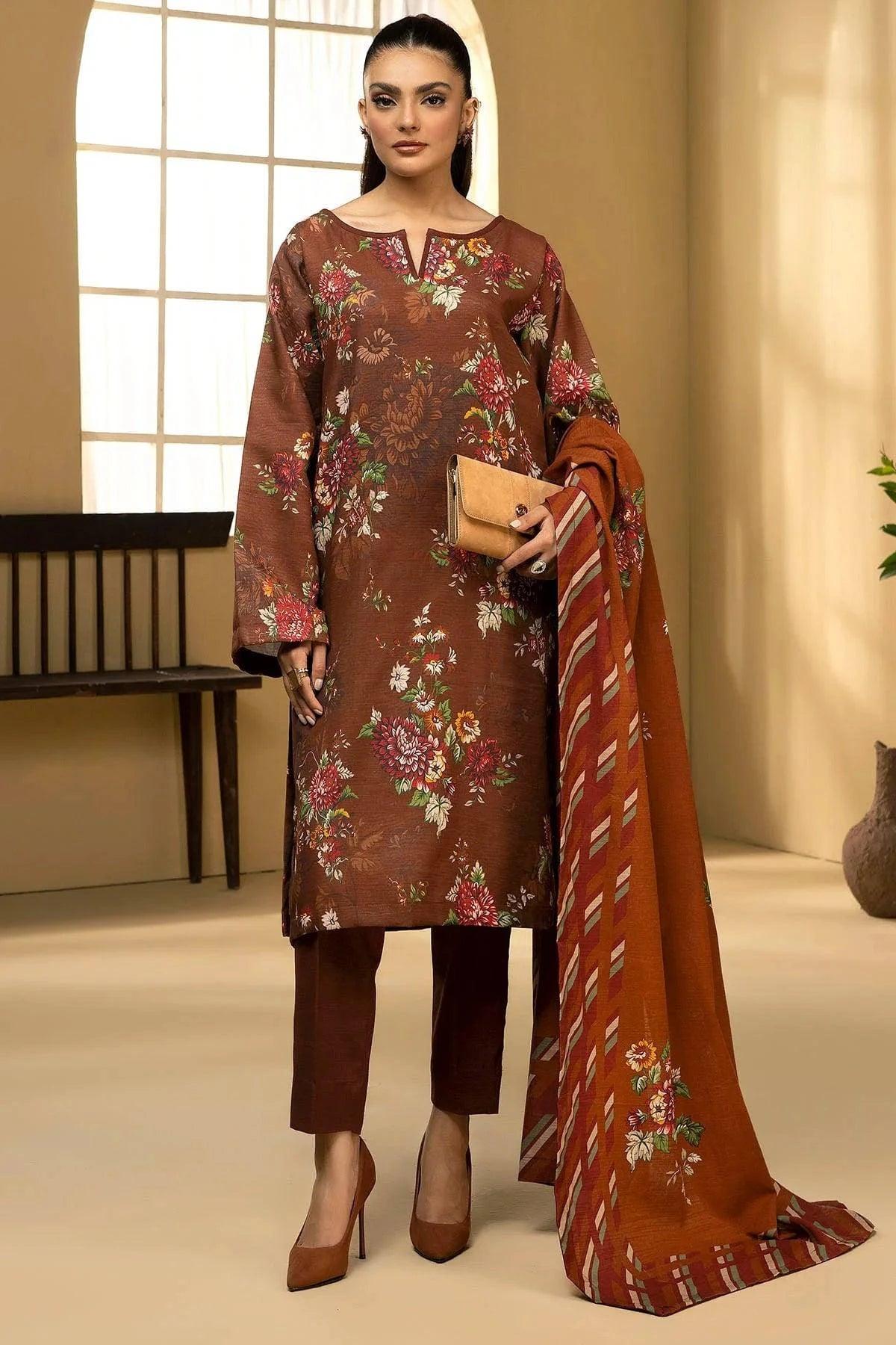 MOEZA 3Pc -Digital Printed Khaddar Dress - LEXZARI