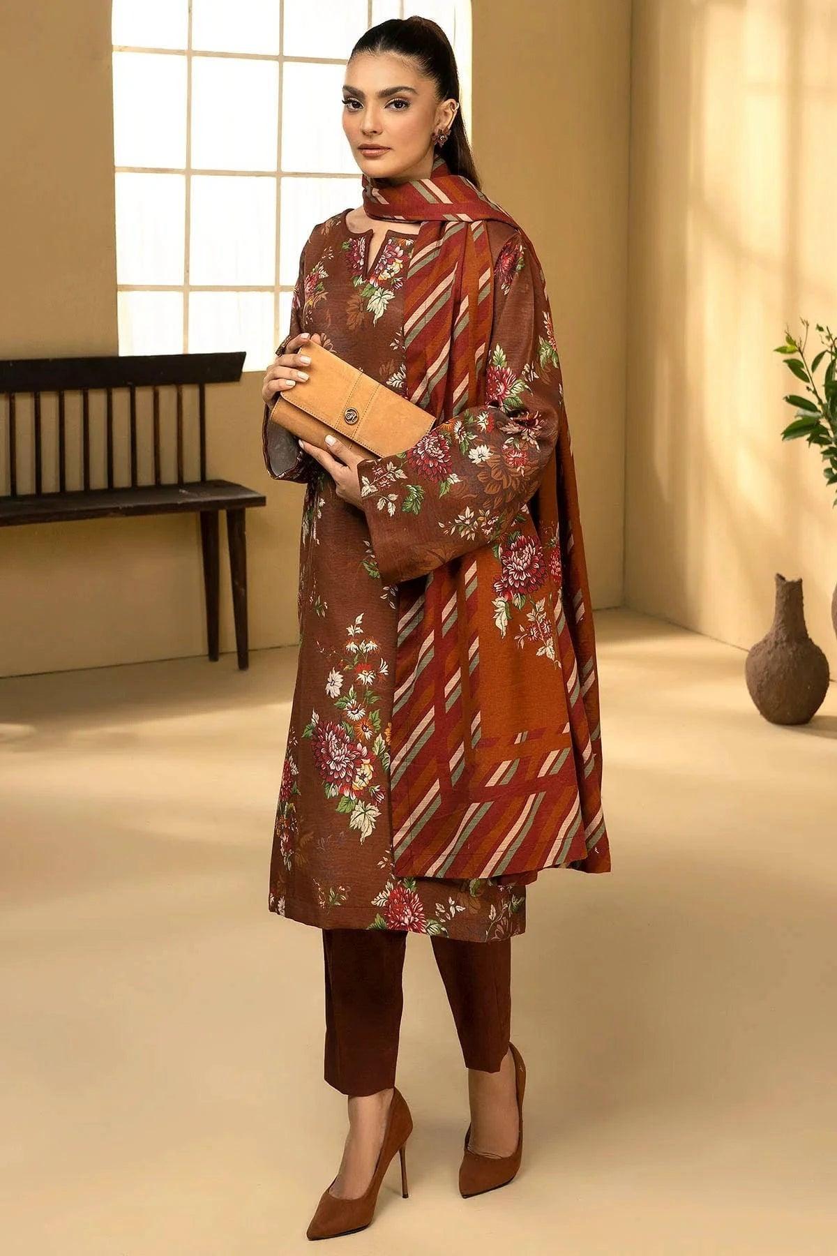 MOEZA 3Pc -Digital Printed Khaddar Dress - LEXZARI