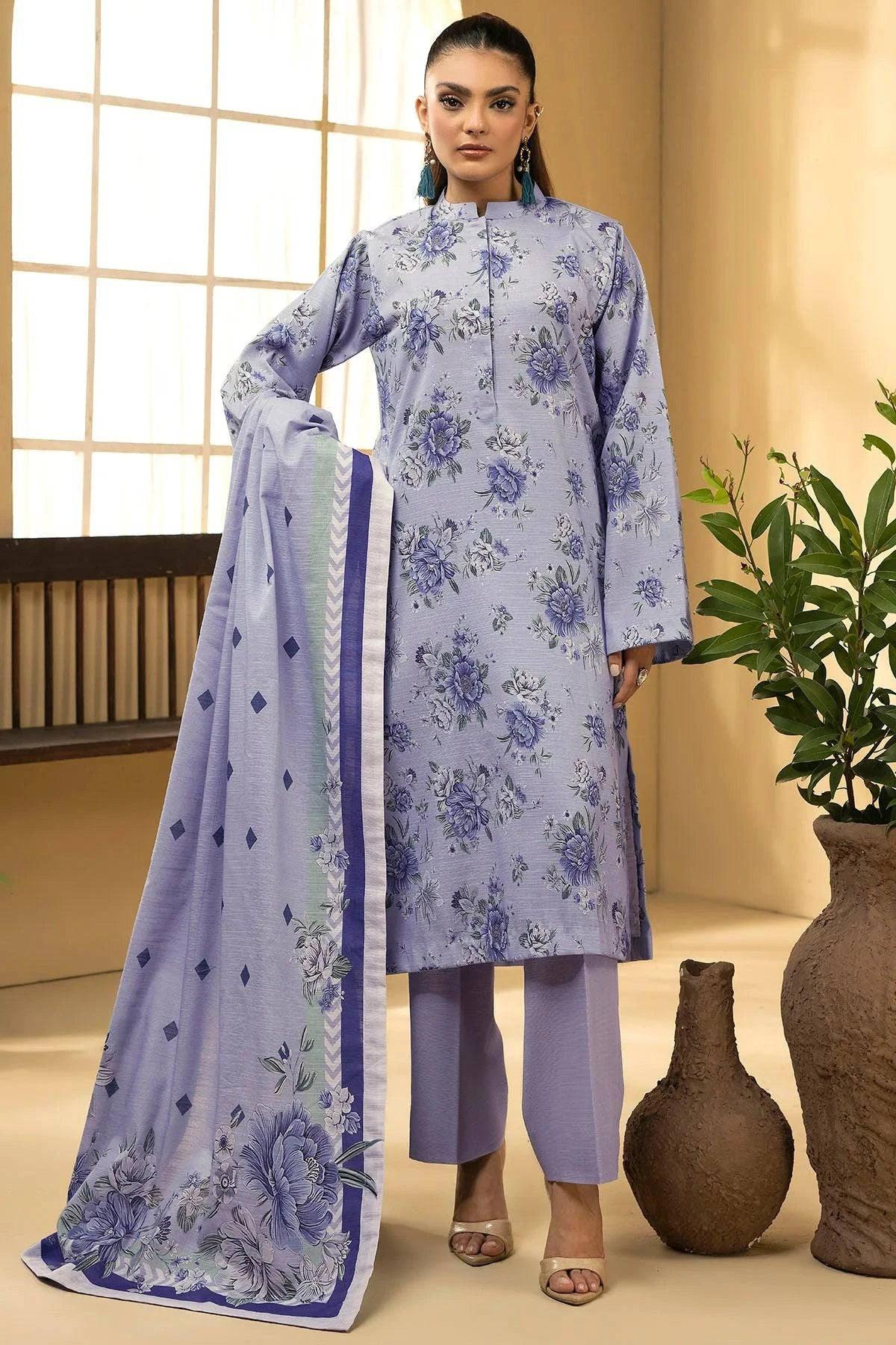 ZAKNA 3Pc -Digital Printed Khaddar Dress - LEXZARI