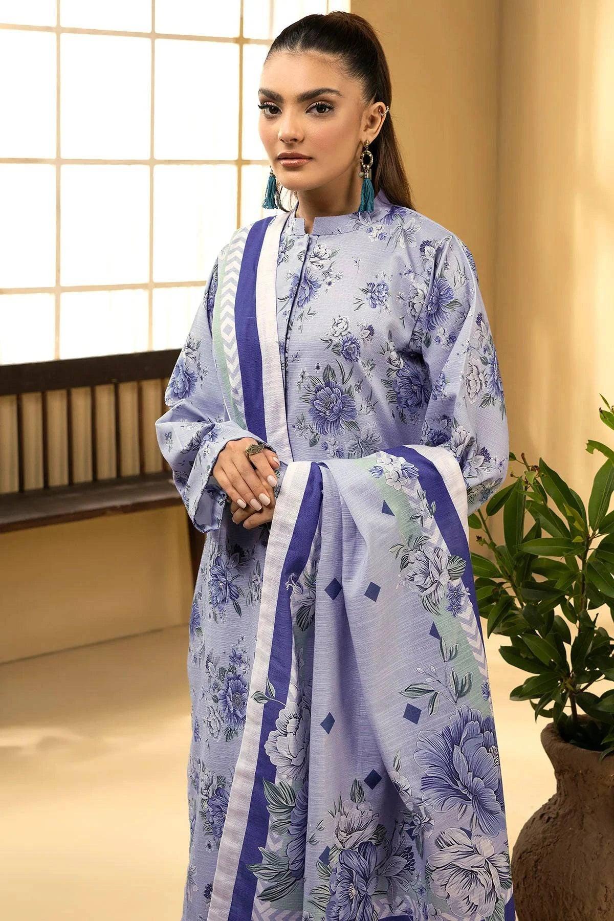 ZAKNA 3Pc -Digital Printed Khaddar Dress - LEXZARI