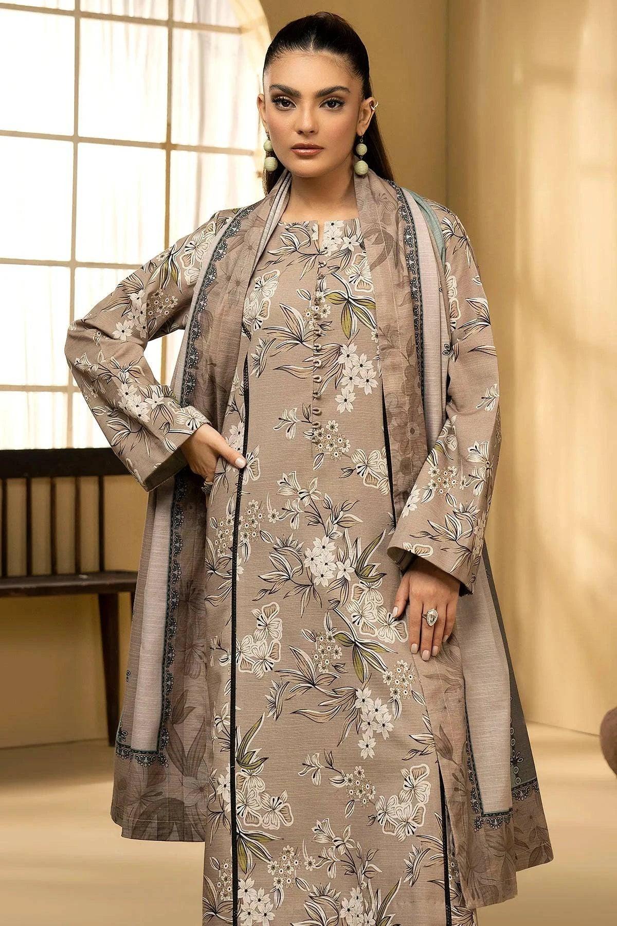 ZUWEYNA 3Pc -Digital Printed Khaddar Dress - LEXZARI