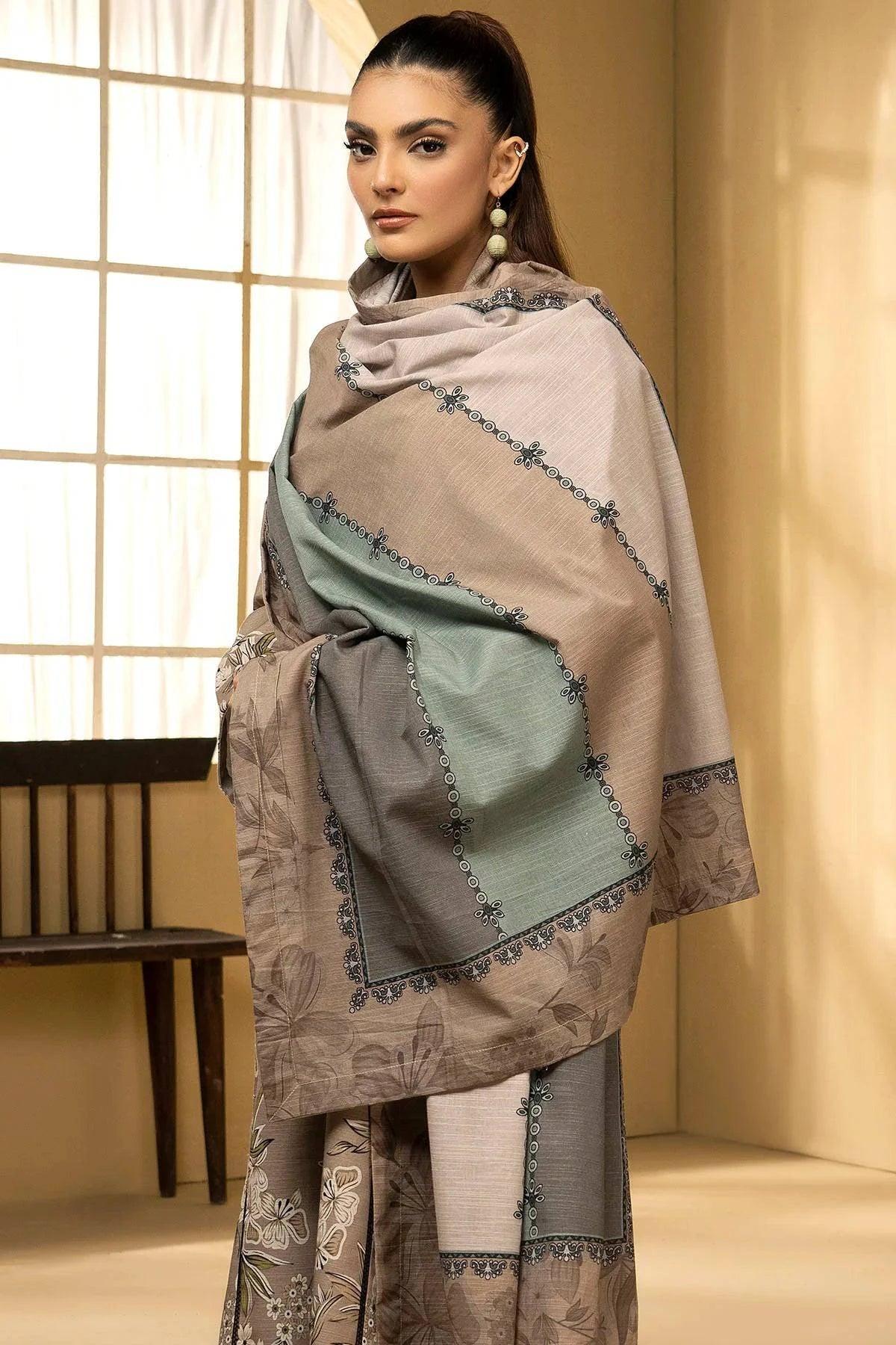 ZUWEYNA 3Pc -Digital Printed Khaddar Dress - LEXZARI