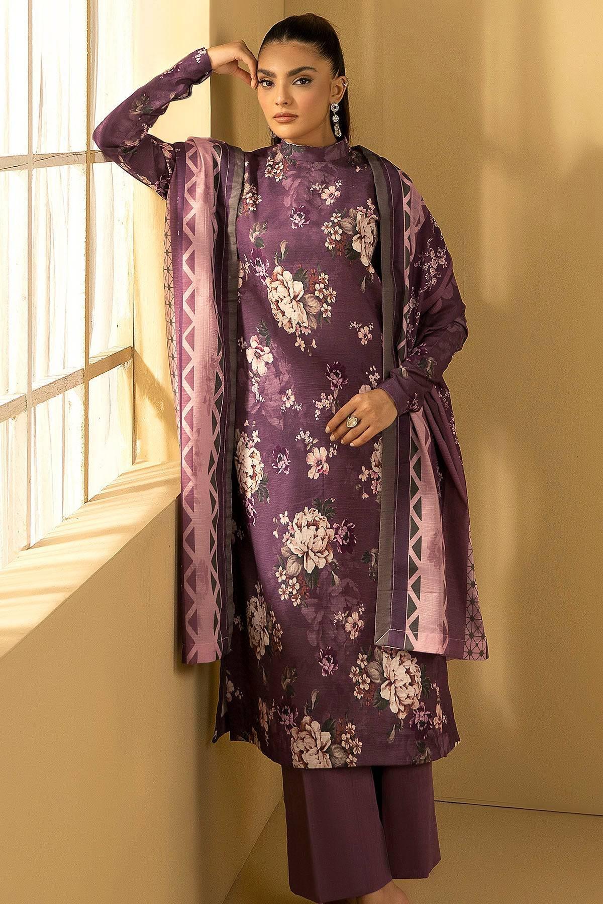RUHIYA 3Pc -Digital Printed Khaddar Dress - LEXZARI