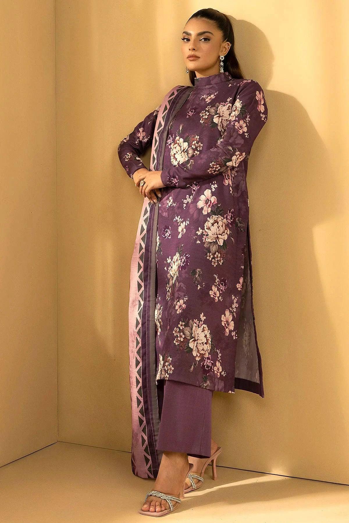 RUHIYA 3Pc -Digital Printed Khaddar Dress - LEXZARI