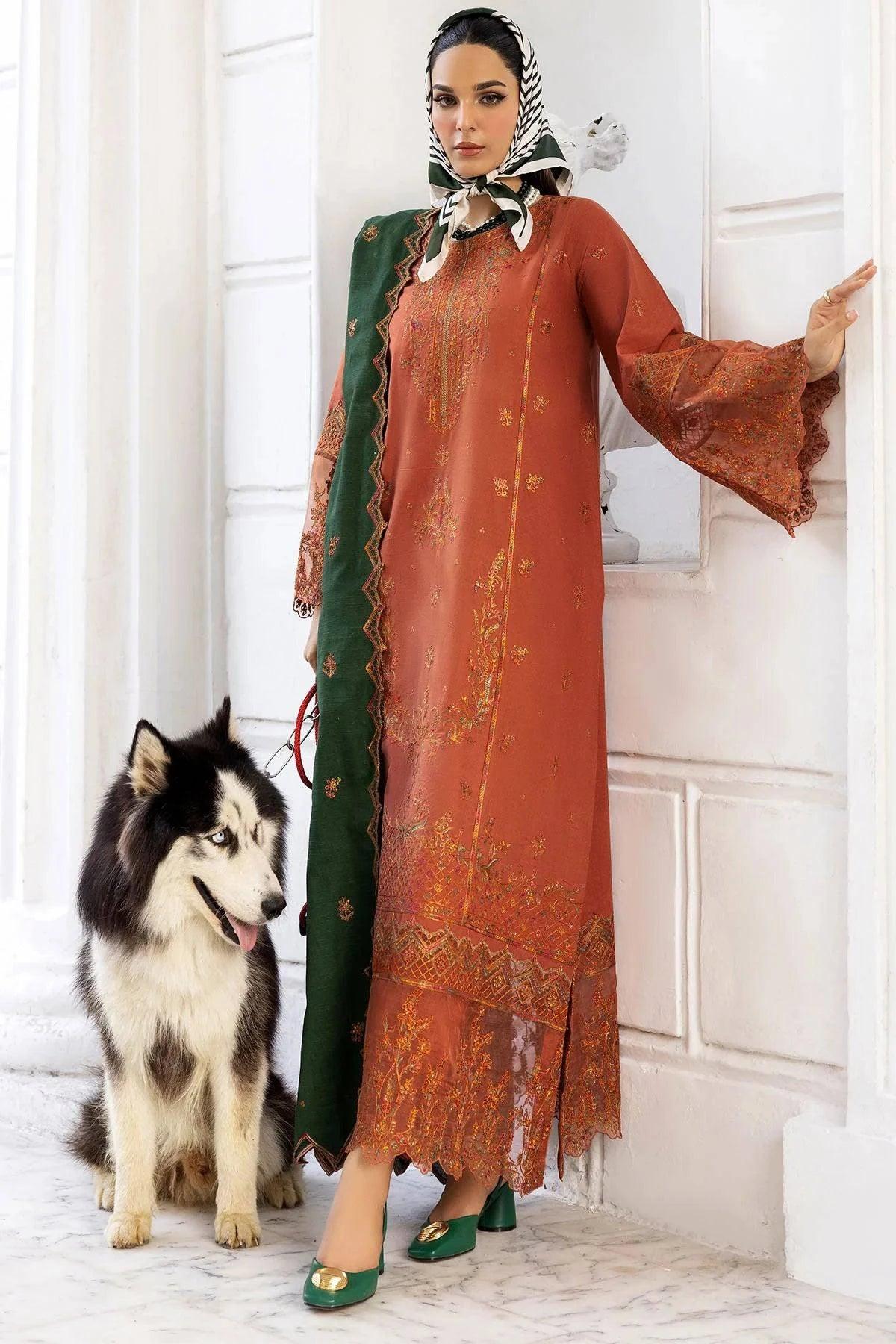 PERISA 3Pc - Embroidered Khaddar Dress - LEXZARI