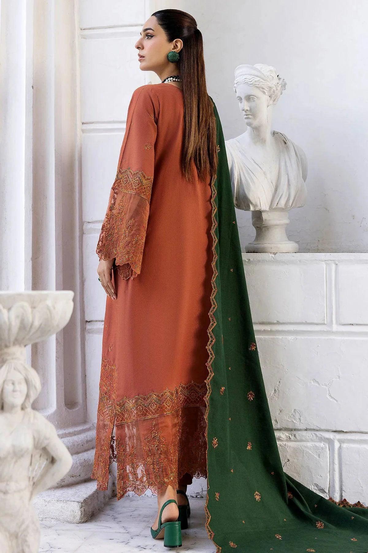 PERISA 3Pc - Embroidered Khaddar Dress - LEXZARI