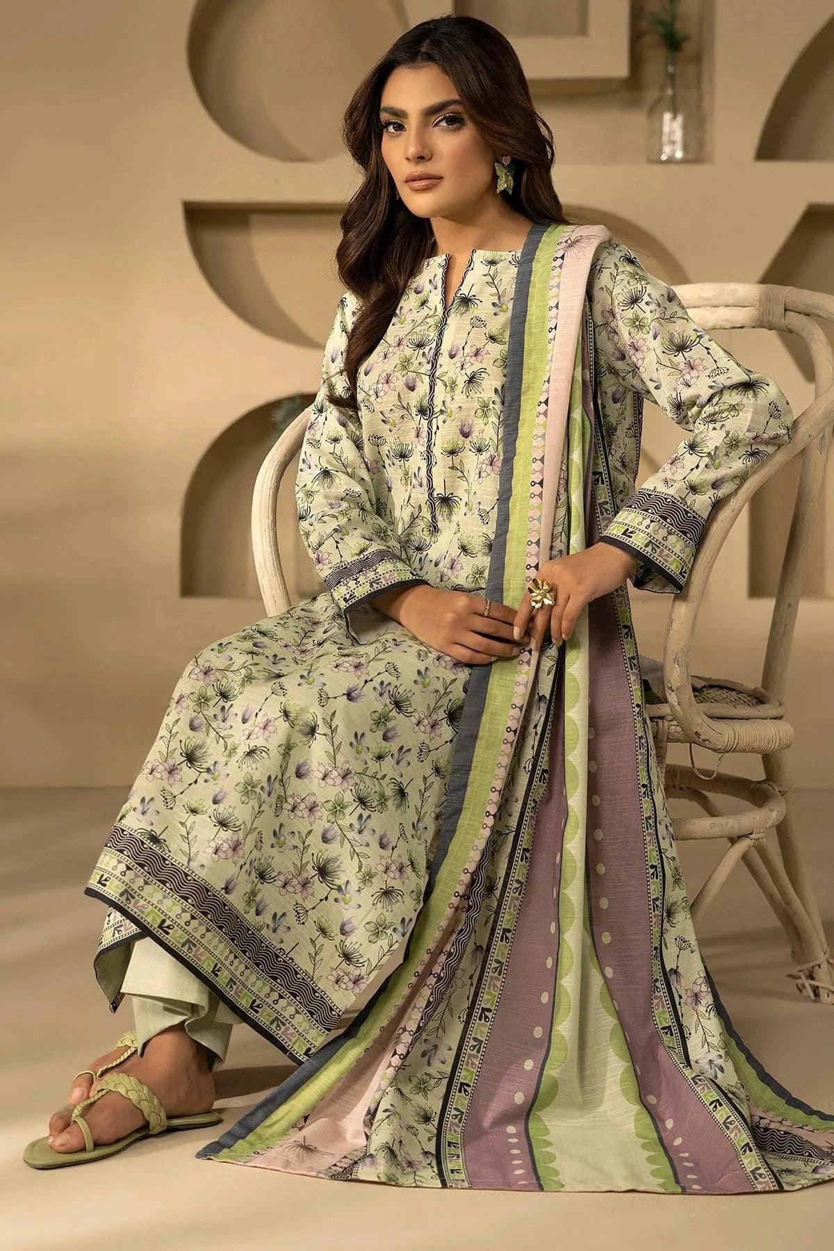 HAREEM 3Pc -Digital Printed Khaddar Dress - LEXZARI