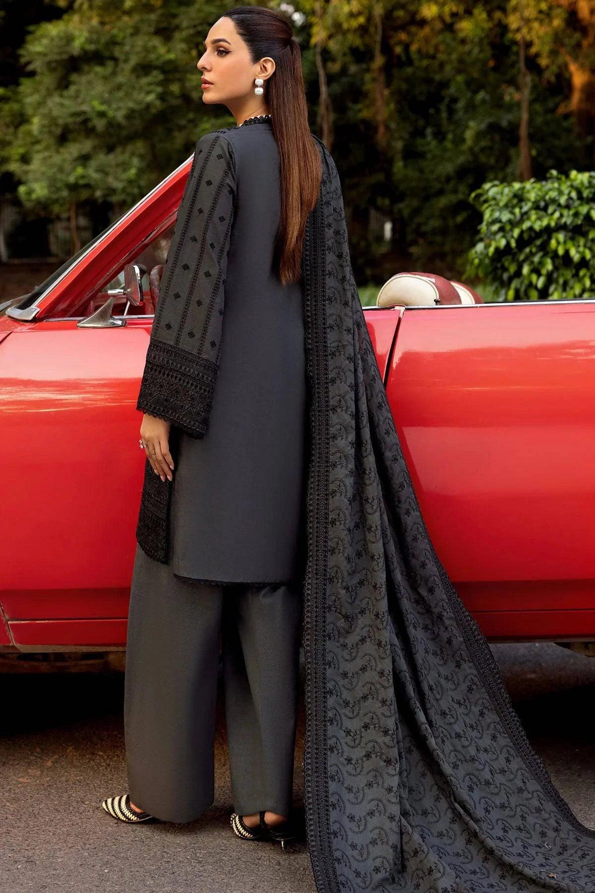 TAZEEN 3Pc - Embroidered Khaddar Dress - LEXZARI