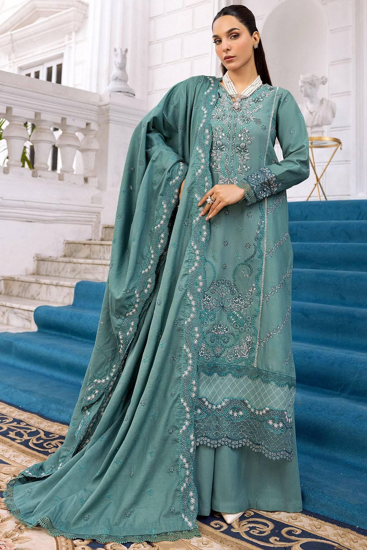FADIL 3Pc - Embroidered Khaddar Dress - LEXZARI