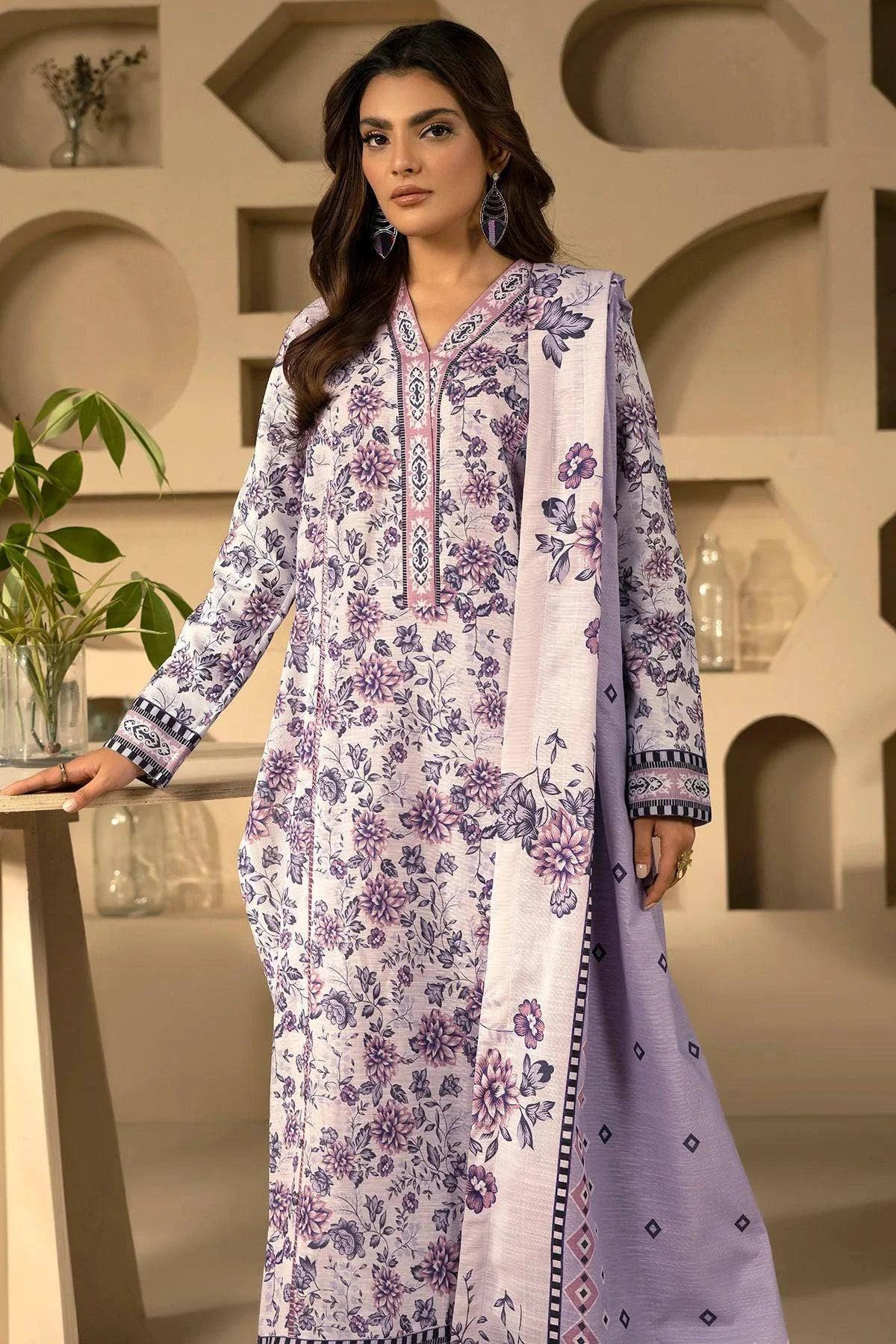 AYRA 3Pc -Digital Printed Khaddar Dress - LEXZARI